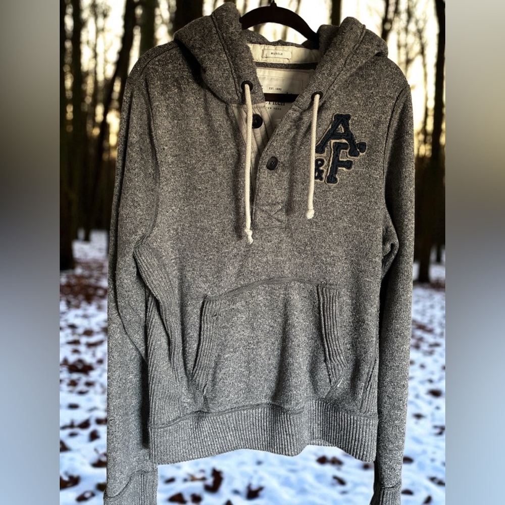 Abercrombie & Fitch vintage Charcoal Hoodie with Logo XLarge Prep vintage Y2K